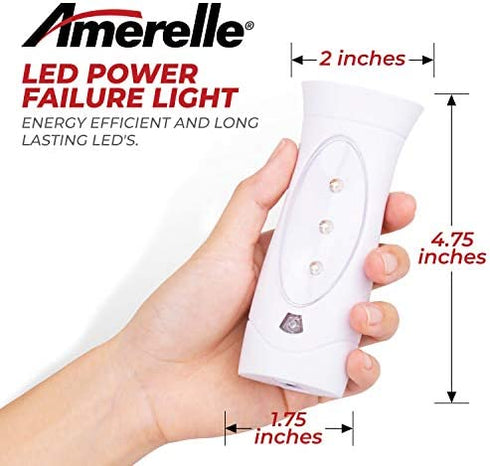 Amerelle LED Emergency Lights For Home Power Failure – Triple Function Power Failure Light and Plug In Flashlight Combo, With Rechargeable Battery – Be Snow Storm & Hurricane Ready (71134)