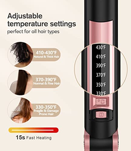 Deogra Flat Iron for African American Hair, Silk Press Flat Irons, Ceramic Tourmaline Ionic Flat Iron Hair Straightener with Keratin & Argan Oil Infused Plates, 1 inch 430? Curling Flat Iron