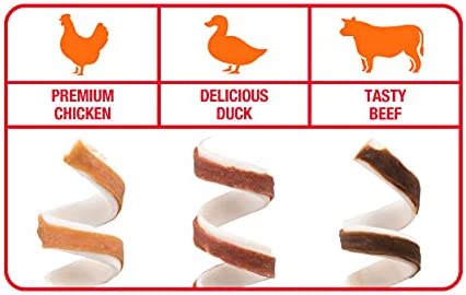 Good ‘n’ Fun Triple Flavor Spirals Variety Pack, 15 Count, Rawhide Chews for Dogs, 3 Savory Flavors