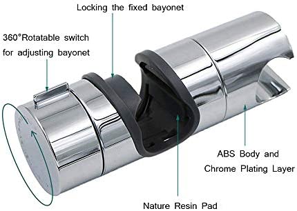 Kaxich Replacement Hand Shower Bracket for Slide Bar 18-25MM Adjustable Rail Shower Head Holder, Chrome Finished