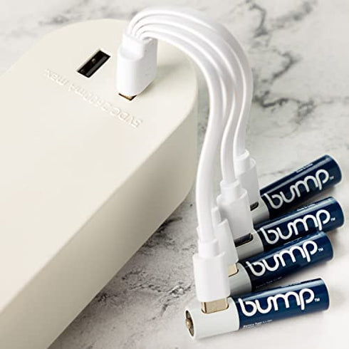 BUMP AAA Rechargeable Batteries - 4 Pack - Lithium Polymer, High Output, Fast & Long Lasting USB-C Charge, Use w/Remote Control, Battery Operated Toys, Keyboard, Wireless Mice, Charger Cable Included