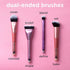 Real Techniques Sculpt & Shape Dual Ended 2-in-1 Makeup Brush, Contours Cheek, Nose, Eyes and Highlighter, Flat Head Blends & Intensifies Contour, Pink, 1 Count