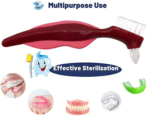 Premium Hard Denture Brush Toothbrush, Cleaning Brush, Multi-Layered Bristles & Portable Denture Double Sided Brush, Denture Care(Pack of 3)