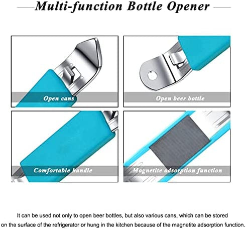 3 Pieces Magnetic Bottle Openers Can Opener Classic Beer Opener Stainless Steel Small Bottle Opener Can Tapper with Magnet for Camping and Traveling HANCELANT (Blue)