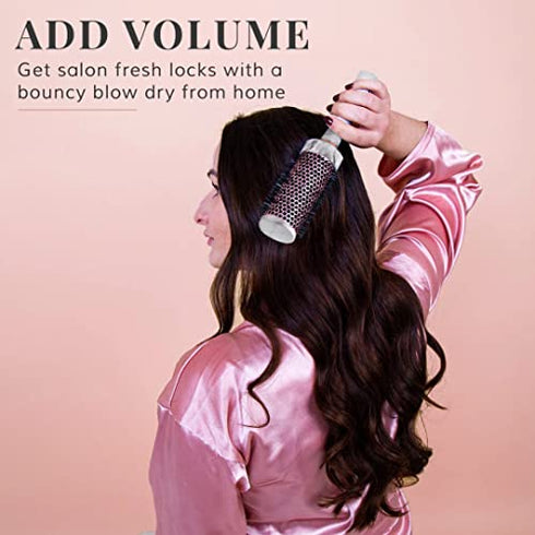 Round Brush for Blow Drying - Barrel Radial Blowout Hairbrush Marble & Rose Gold by Lily England
