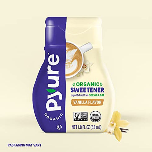 Pyure Organic Liquid Vanilla Stevia Drops | Stevia Liquid Sweetener Keto Sugar Substitutes | Zero Calorie, Zero Sugar, Zero Carb | Plant-Based Sugar Free Liquid Stevia Extract |1.8 oz (1 Pack)