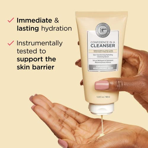 it COSMETICS Confidence In A Cleanser - Hydrating Face Wash With Hyaluronic Acid & Ceramides - 1.7 Fl Oz Translucent