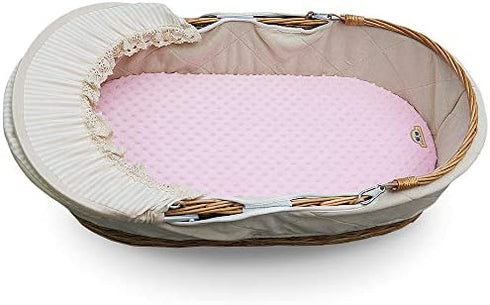 BlueSnail Soft and Strechy Minky Bassinet Fitted Sheet, Cradle Sheets for Bassinet Pad/Mattress 2pk (Bassinet, Pink+Gray)