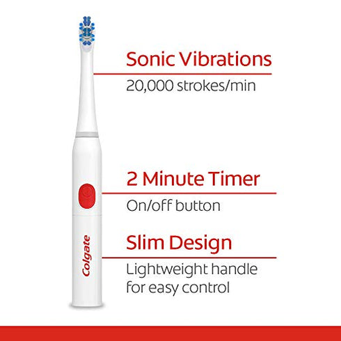 Colgate, 360 Advanced Sonic Battery Power Toothbrush Soft, Whitening, 1 Count