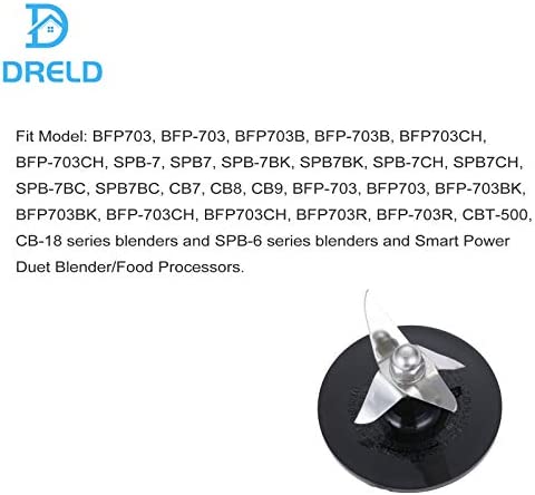 SPB-456-2 Blender Cutting Assembly with 2 Rubber Sealing Gasket, Replacement for Cuisinart Blenders Models BFP703 BFP-703 BFP703B BFP-703CH SPB7 SPB-7BK CB8 CB9 BFP-703 CBT-500 SB5600 CB600 BFP-10CH
