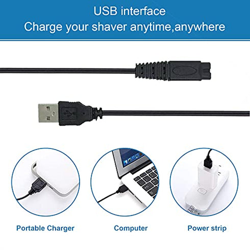 Shaver Charger USB Cord for Microtouches Solo Electric Shaver Solo Trimmer USB Charging Cable 31.5 in with 2 Cleaning Brush