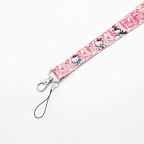 Kitty Cat Lanyard Pink Kitty Cat Lanyard Key Chain Clip Neck ID Badge Holder Lanyard (LD-Kitty Cat-B)