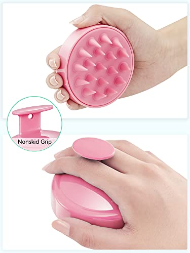 Hair Shampoo Brush, HEETA Scalp Care Hair Brush with Soft Silicone Scalp Massager (Rose Pink)