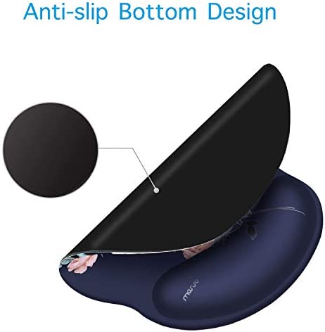 MOSISO Mouse Pad Gel Wrist Rest Support, Camellia Ergonomic Mousepad Non-Slip Base Home/Office Pain Relief & Easy Typing Cushion for Laptop with Neoprene Cloth & Raised Memory Foam, Blue