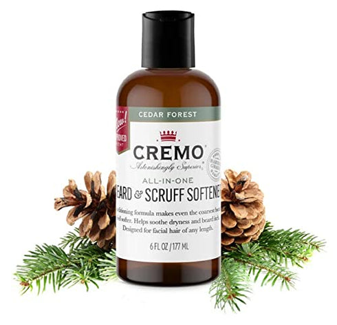 Cremo Cedar Forest Beard & Scruff Softener, Softens and Conditions Coarse Facial Hair of all Lengths in Just 30 Seconds, 6 Fl Oz.
