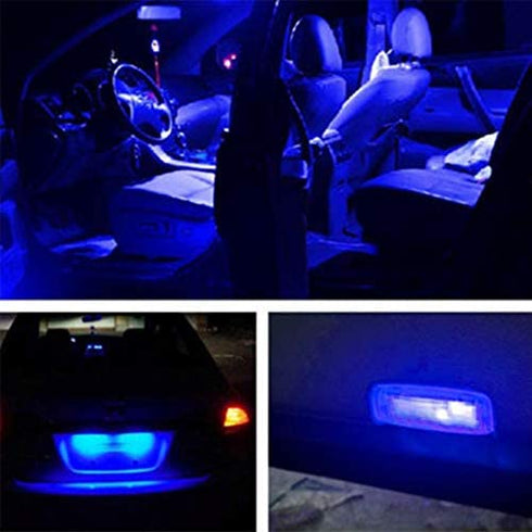 Qasim 194 Led Bulb Blue, T10 W5W 2825 158 192 168 194 Wedge 5-SMD 5050 Ultra Blue LED Light bulb Car Interior Lights 12V DC (Pack of 10)