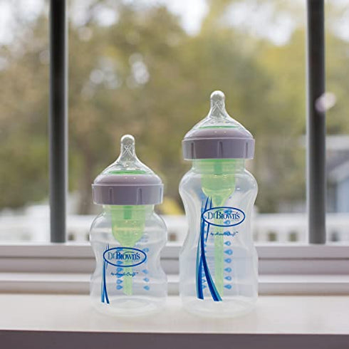 Dr. Brown’s Natural Flow® Level 2 Wide-Neck Baby Bottle Silicone Nipple, Medium Flow, 3m+, 100% Silicone Bottle Nipple, 6 Pack