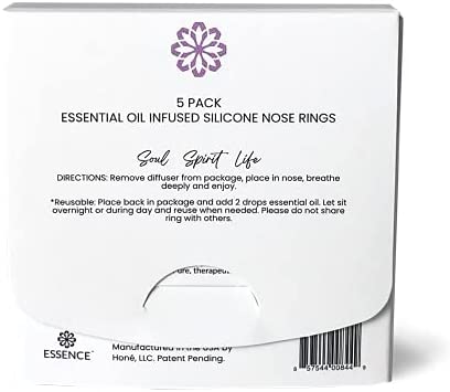 Essence Nasal Diffuser | Essential Oil Ring | Silicone Nose Inhaler Bundle Pack (Calming Blends)