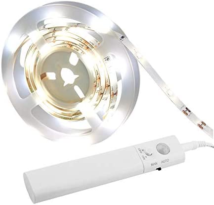 Motion Sensor Wardrobe Light, LED Strip Closet Lights, PIR Auto on/Off, Battery Powered,6000K White for Bedside, Bathroom, Closet, Cabinet, Kitchen, Stairway