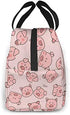 Cute Pigs Lunch Bag for Women Insulated Lunch Box with Front Pocket for Work Reusable Cooler Tote Bag for Office School Picnic Hiking Beach
