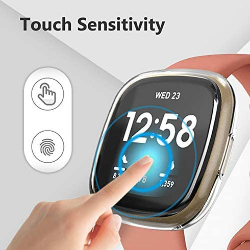 KPYJA 6-Pack Screen Protector Compatible with Fitbit Versa 3/Sense Case, Soft TPU Plated Case All-Around Protective Screen Full Cover Bumper Compatible for Fitbit Sense/Versa 3 Smart Watch