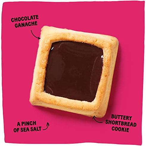 Michel et Augustin Gourmet Chocolate Cookie Squares | Dark Chocolate & Sea Salt | Individually Wrapped European Cookies | 15 French Shortbread Cookies
