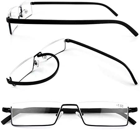 DBEFTLI Half Frame Reading Glasses - Half Rim Computer Readers with Glasses Case for Men (2 PCS in Pouch) 2.00