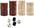 ASNEY Wooden Backgammon Pieces, Solid Wood Checker Pieces Set Board Game Table Chips and 5 Dices, Includes Storage Bag (1.34")