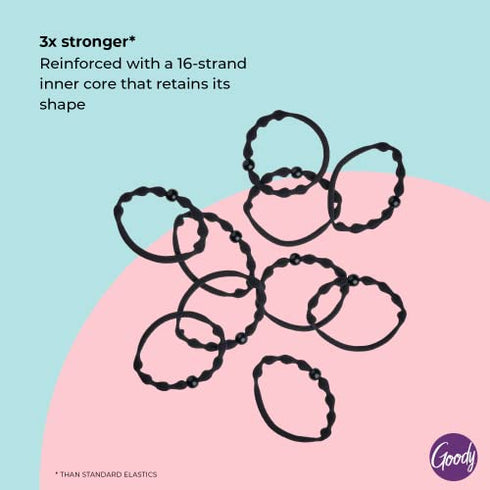 Goody Forever Ouchless Elastic Hair Tie - 10 Count, Black - Medium Hair to Thick Hair - Hair Accessories for Women and Girls