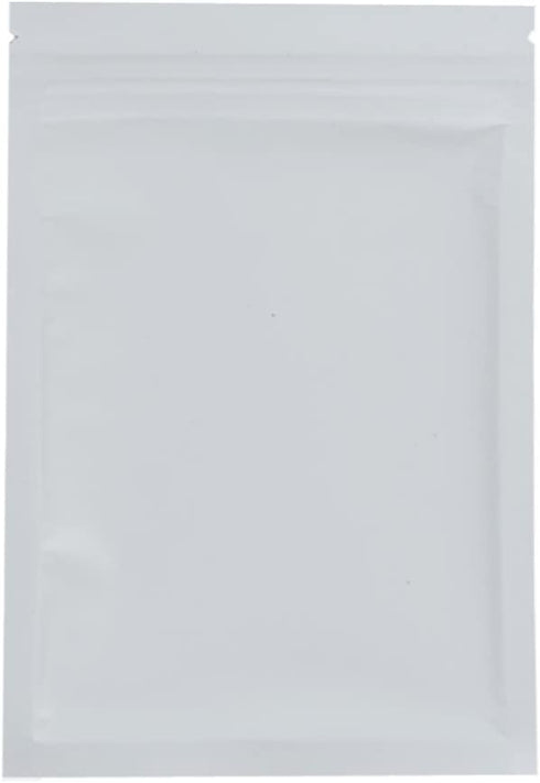 Clear Window Flat Colored Metallic Foil Zipper Seal Bag (100 Pack) (White, Flat | 1.5oz)