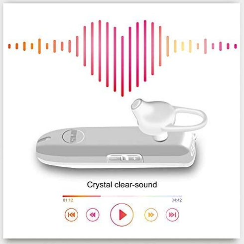 Bluetooth Headset for Cell Phones, V5.0 Wireless Bluetooth Earpiece for iPhone, Android, Samsung, Waterproof 16 Hrs Talking Hands Free Earphone with Noise Cancelling Mic for Outdoor/Business (Silver)