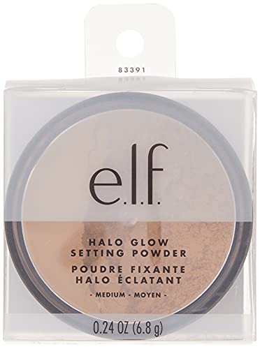 e.l.f., Halo Glow Setting Powder, Silky, Weightless, Blurring, Smooths, Minimizes Pores and Fine Lines, Creates Soft Focus Effect, Medium, Semi-Matte Finish, 0.24 Oz