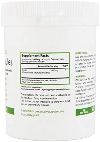Zeolite 240 Capsules | Detox | Clinoptilolite 95% | 3X Activated | Natural Mineral Dust Less-Than 2 µm | Heiltropfen®