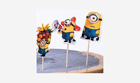 Cartoon Inspired Little Minni Henchmen Cupcake Topper Picks Set of 24 PCS For Birthday Parties Prime Quality Edition