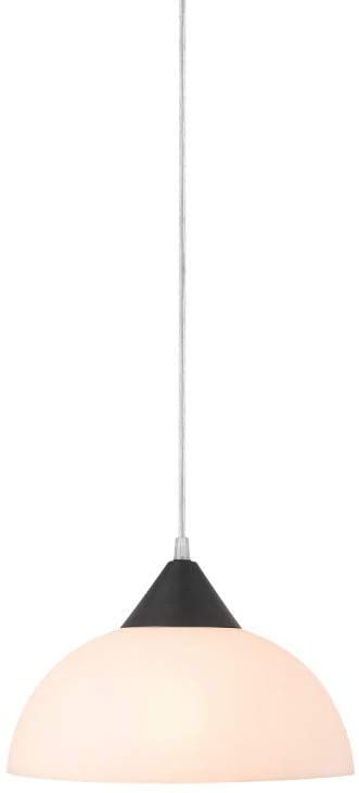 Globe Electric 60435 Finn 1-Light Plug-in Pendant, Dark Bronze, Frosted Plastic Shade, Clear Hanging Cord