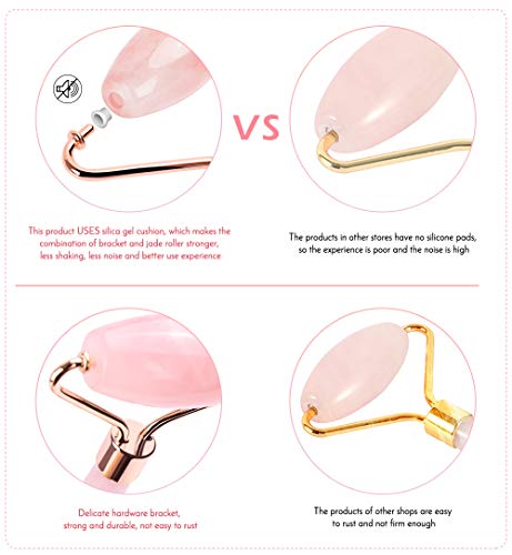 Deciniee Rose Quartz Face Roller,Authentic Jade Roller for Face Massage Gift Set,Anti-aging Facial Roller Jade and Rose Quartz Beauty Eye Roller-Rejuvenate Skin and Remove Wrinkles
