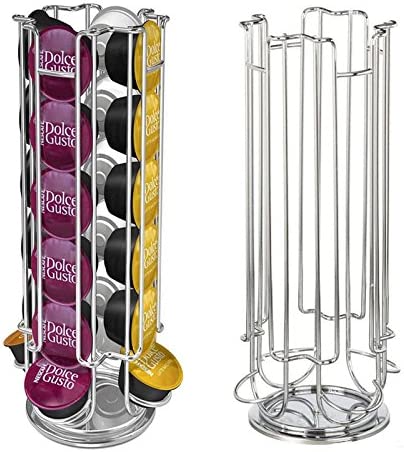 Emousport High quanlity Solutions Revolving Rotating 24 Capsule Coffee Pod Holder Tower Stand Rack For Dolce Gusto
