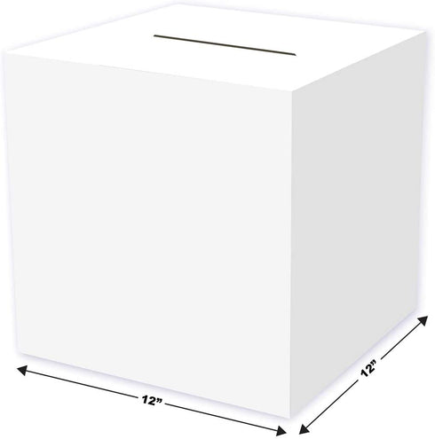 Beistle White Card Box Holder for Weddings, Baby Shower, Birthday and Graduation Celebrations, 12" x 12"