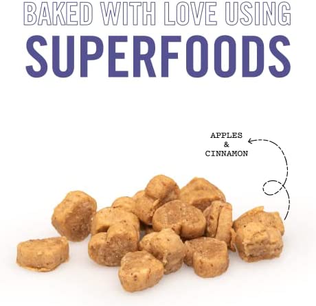 Three Dog Bakery Soft and Chewy Super Rewards with Superfoods Dog Treats, Low Calorie Dog Training Treats for Dogs, Orchard Apple Pie Flavor, 8 Ounce Resealable Bag