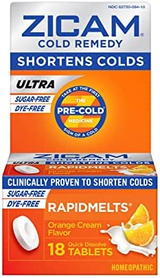Zicam Ultra Cold Remedy Zinc Rapidmelts, Orange Cream Flavor, 18 Count (Pack of 1)