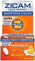 Zicam Ultra Cold Remedy Zinc Rapidmelts, Orange Cream Flavor, 18 Count (Pack of 1)