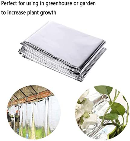 6 Pack High Silver Reflective Mylar Film, Garden Greenhouse Covering Foil Sheets Effectively Increase Plants Growth