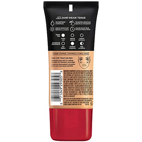 L'Oreal Paris Infallible Pro-Matte Liquid Longwear Foundation Makeup, 106 Sun Beige, 1 fl; oz.