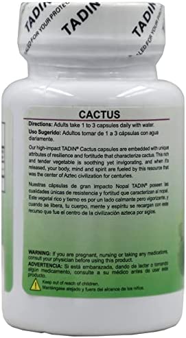 Tadin Cactus Capsules Herbal Supplement Helps Eliminate Toxins, Excellent Fiber Source, 60 Count (Pack of 2)