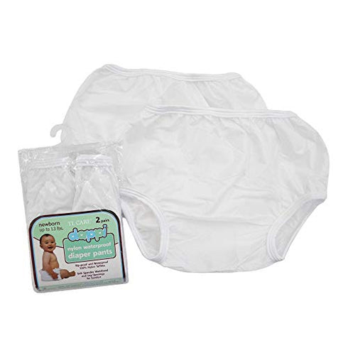Dappi Waterproof 100% Nylon Diaper Pants, White, Newborn (2 Count)