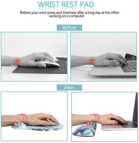 HAOCOO Keyboard Wrist Rest and Ergonomic Mouse Pad Wrist Support Set with Non-Slip Backing Memory Form-Filled, Easy-Typing and Pain Relief for Gaming Office Computer Laptop (Painted Cactus)