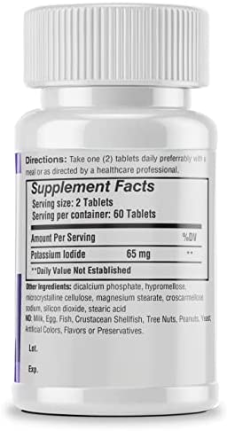 Safrel Potassium Iodide 65 mg, 60 Tablets | Thyroid Support | Made in USA | Non-GMO Verified | Ki Pills Potassium Iodine Tablets - YODO Naciente (60 Count (Pack of 1))