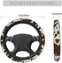Cow Leather Skin Brown Car Steering Wheel Cover Elastic Comfortable Neoprene Steering Wrap Universal 15 Inch Durable Protector