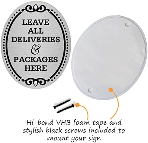 SmartSign “Leave All Deliveries & Packages Here” Diamond Plate Door Sign | 4" x 5" Aluminum