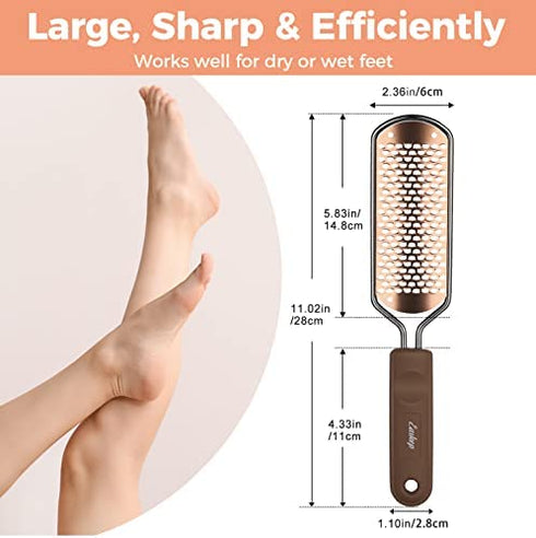 Foot File Foot Scrubber Pedicure - Callus Remover for Feet Easkep Professional Foot Grater Rasp Foot Scraper Corns Callous Removers Dry Skin Cracked Dead Skin Remover for Dry and Wet Feet (Golden)